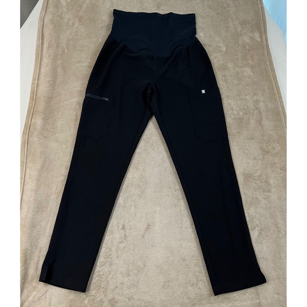 FIGS Yola Skinny Maternity Scrub Pants Size Small Black EUC